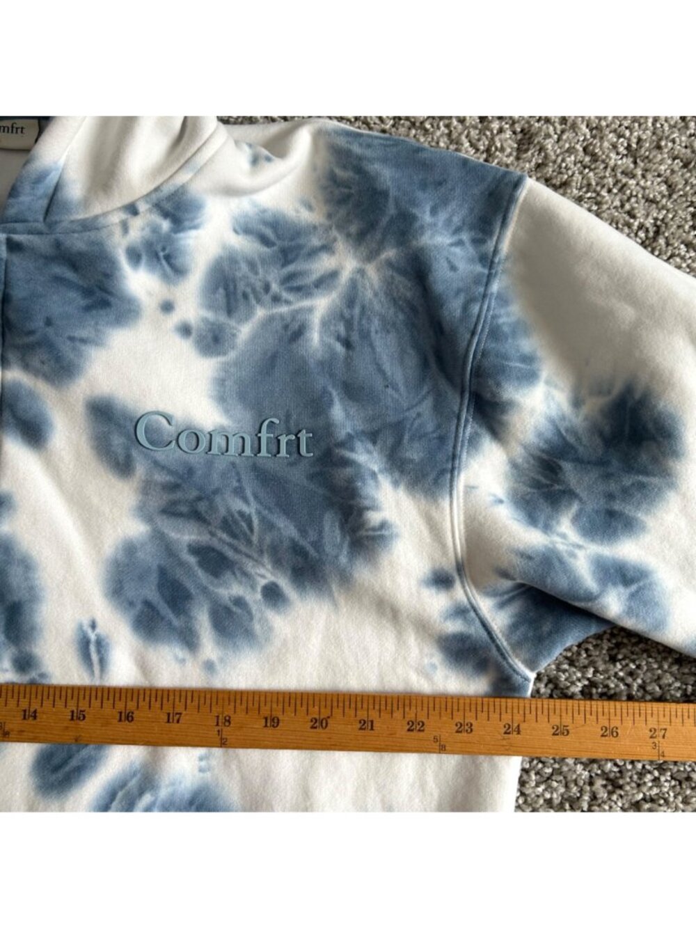 Comfrt Unisex Sz LTie-Dye Full-Zip Hoodie Blue & White Cotton Blend - Picture 8 of 11